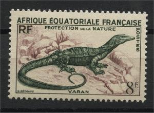 FRENCH EQUATORIAL AFRICA, 8 F VARAN / NATURE 1955, MNH