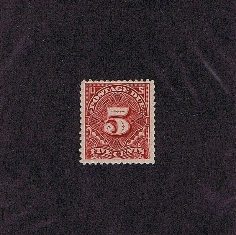 SC# J34 UNUSED ORIG GUM MNH 5 CENT POSTAGE DUE STAMP 1895, 2019 PSAG CERT, VF 