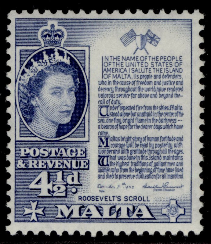 MALTA QEII SG273, 4½d deep blue, M MINT.