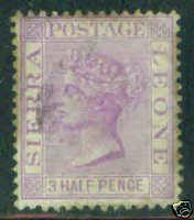 Sierra Leone Scott 24 Victoria 1893 3.5p stamp CV$7.25