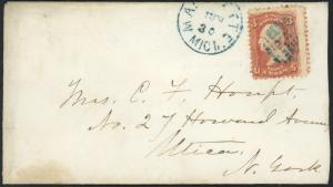 Cover - Fancy Blue Cancel - Marquette Michigan Sc# 94  S1322