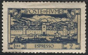 FIUME  Italy 1923 Sc E13  2 Lira Special Delivery / Express, Mint H, cv $24