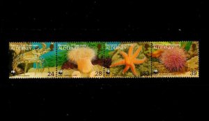 Alderney 1993 - Marine Life Star Fish Lobster - Strip of 4 Stamps Scott 69 - MNH