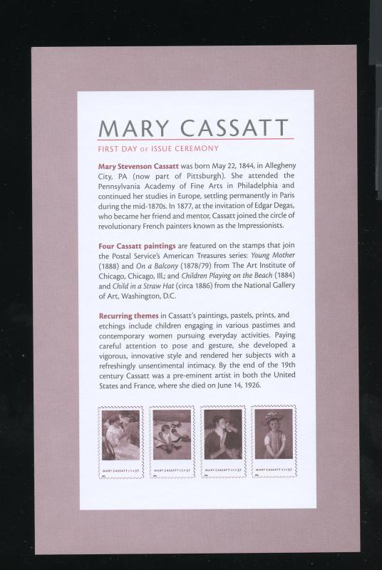 US 3804-3807 Mary Cassatt Paintings Ceremony Program