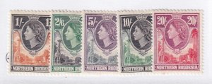 NORTHERN RHODESIA # 70-74 VF-MH QE11 ISSUES HIGH VALUES 1sh-20sh CAT VALUE $99 