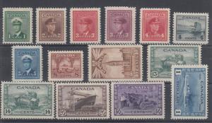 Canada Sc 249-262 MLH. 1942 War Issue, complete F-VF