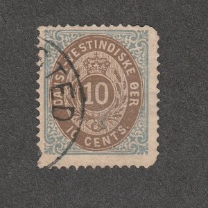 *KAPPYSSTAMP KS1212 DANISH WEST INDIES SCOTT 10 USED $25