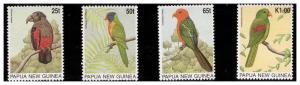 PAPUA NEW GUINEA 1996 Parrots 4 values set MNH