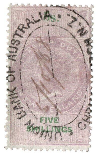 (I.B) New Zealand Revenue : Stamp Duty 5/- (1867)