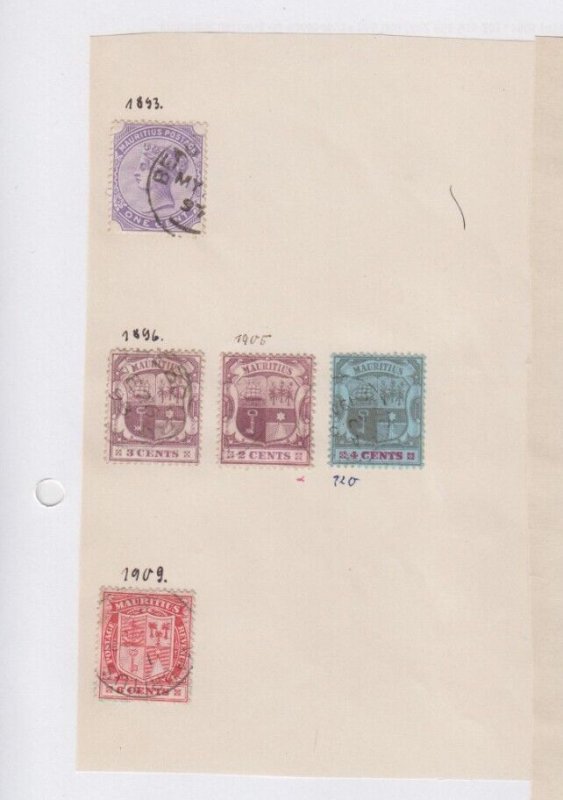 6. Mauritius stamps selection 1893-1909 Queen Victoria and Coats of Arms
