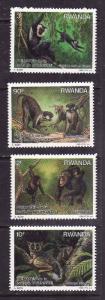 Rwanda-Sc#1306-9-unused NH set-Primates-Chimps-1988-