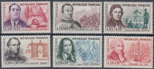 FRANCE Sc # B350-5 CPL MNH SET of 6,  SHOWING FAMOUS FRENCHMEN