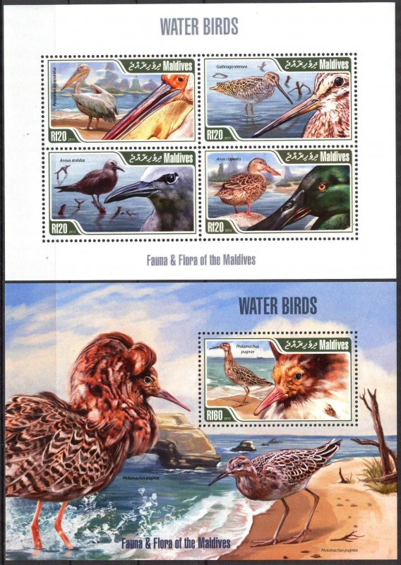 Maldive Islands 2013 Water Birds Sheet + S/S MNH