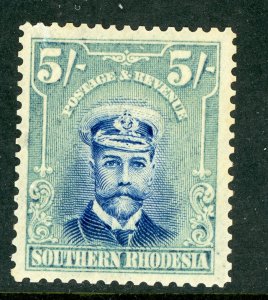 Southern Rhodesia 1924 British KGV 5' Blue & BLue Green Scott #14 MNH A892