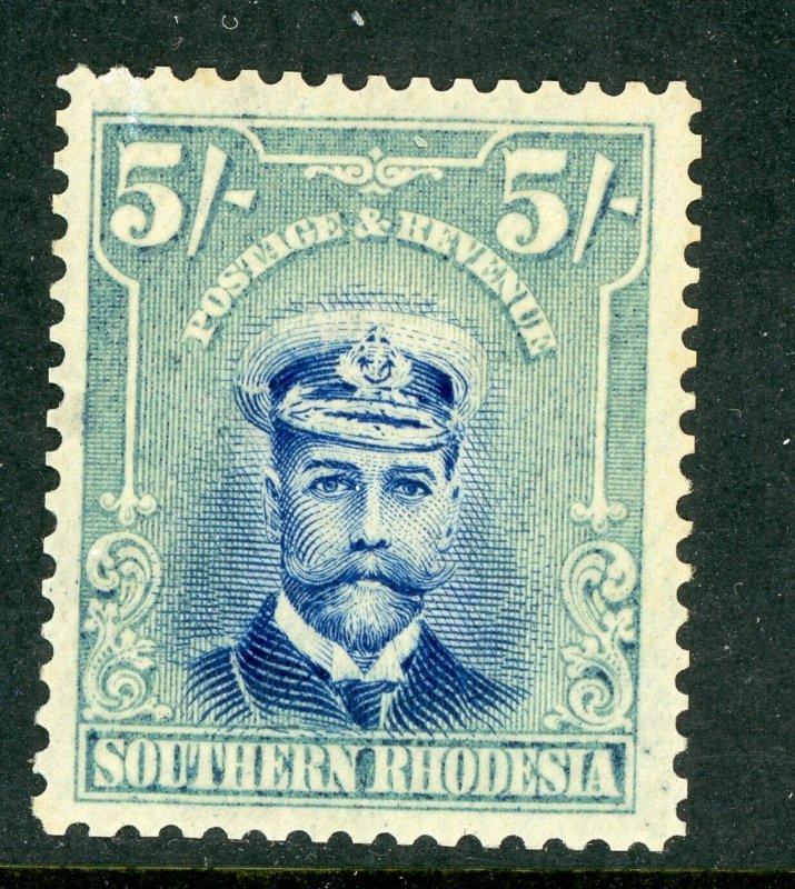 Southern Rhodesia 1924 British KGV 5' Blue & BLue Green Scott #14 MNH A892