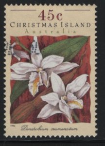 Christmas Island 1994 used Sc 363e 45c Dendrobium crumenatum Orchids