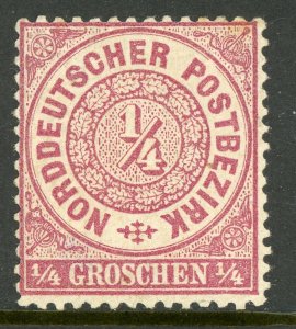 Germany 1869 North German Conf ¼gr Violet Perf 13½x14 Sc # 13v Mint T668 ⭐⭐⭐