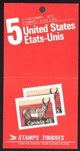 1990 - BK116 1172f Pronghorn USA Rate Definitive 45¢ Booklet - Canada -  cv$16