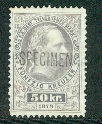 Austria Y & T # 5, mint nh, telegraf stamp, specimen o/p