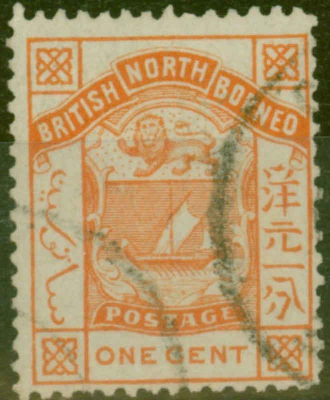 North Borneo 1886 1c Orange SG24 Fine Used 