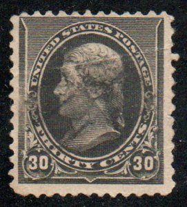 US #228 VF used, faintly canceled, 30c Jefferson, Rare this nice!  