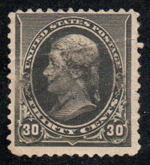 US #228 VF used, faintly canceled, 30c Jefferson, Rare this nice!  