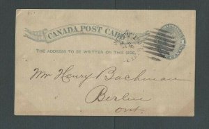 1889 Canada One Cent Gray Blue Has 8 Bar Grid Cancel