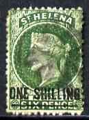 St Helena 1864-73 QV Crown CC P12.5 1s deep green (thin b...