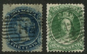 Nova Scotia #10, 11 Used, H Cancels