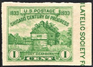 SC#730a 1¢ Fort Dearborn Special Printing (1933) NGAI/Never Hinged