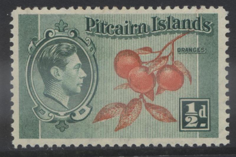 Pitcairn Is. - Scott 1 -Definitives - 1940 - MVLH - Blue Grn & Org- 1/2d Stamp2