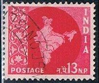 India 309, 13np Map of India, w/mk 324 used, VF