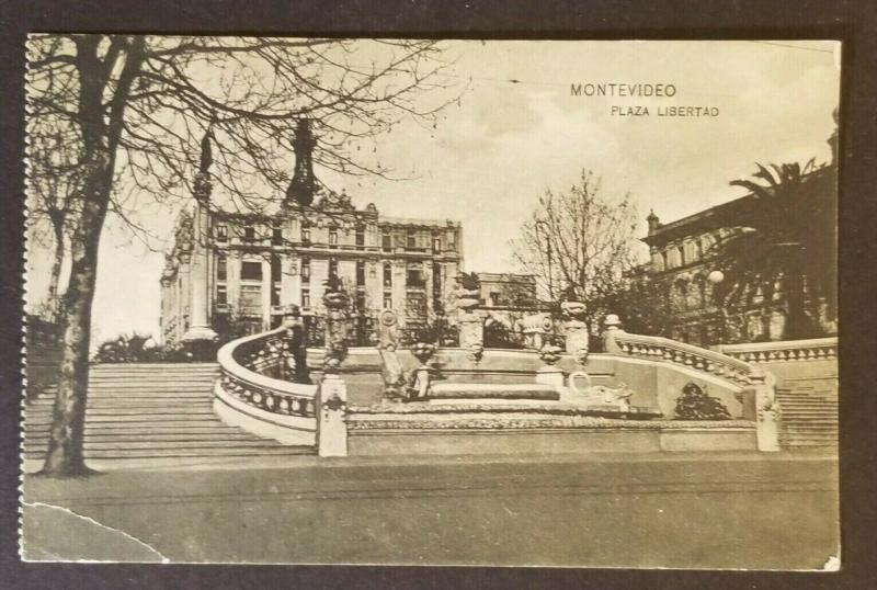 1923 Montevideo Uruguay Trenton New Jersey Plaza Libertad RPPC Postcard Cover  