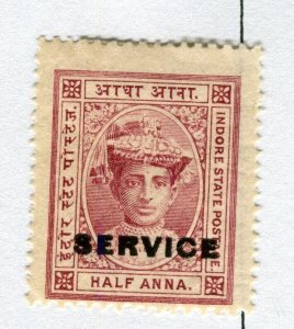 INDIAN STATES; INDORE 1904-06 early local issue Mint hinged SERVICE 1/2a. value 