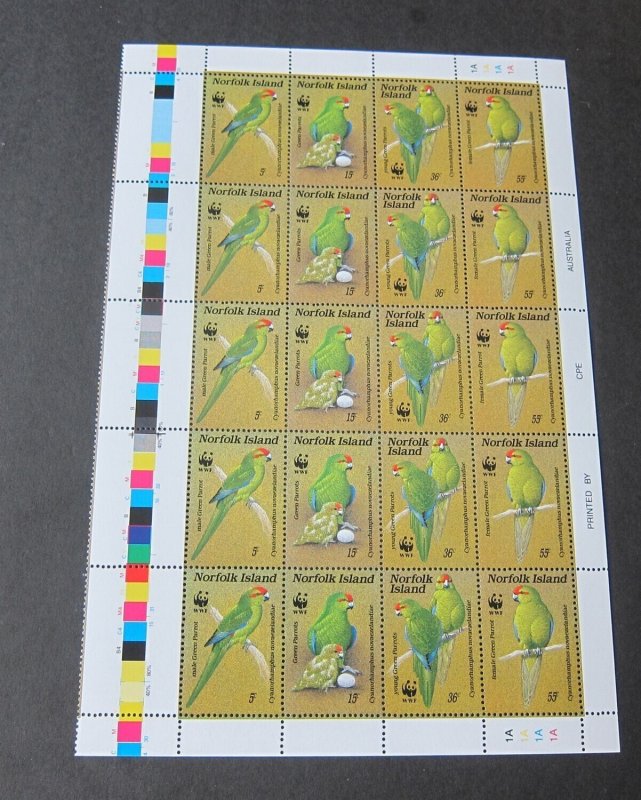 Norfolk Island 1987 c 421a-421d half sheet WWF set MNH