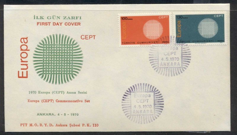 Turkey 1970 Europa Woven Threads FDC