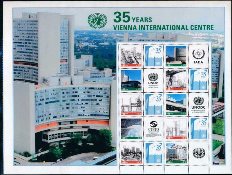 UNITED NATIONS UN VIENNA 2014 (S58) 543 35TH ANNIV. PERSONALIZED SHEET MNH