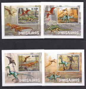 Sao Tome and Principe 2010 Dinosaurs 4 S/Sheets Deluxe Edition MNH