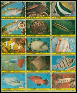 Ajman 1972 Mi#1739+ Marine & Freshwater Fish block 15 , folded, CTO