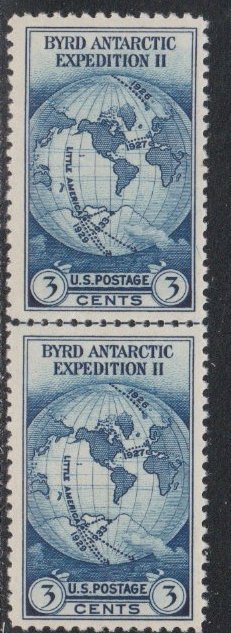 United States # 753, Byrd Antarctic Expedition, Horizontal Line Pair, Mint NH