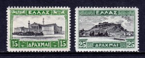 GREECE — SCOTT 333, 334 — 1927 15d, 25d PICTORIAL ISSUES — MH — SCV $167