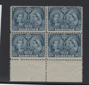CANADA   #54 F-VF never hinged MINT Block of 4 with selvedge