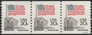 USA #1895 1981 20c Flag Over Court PNC Strip of 3 MNH- VF