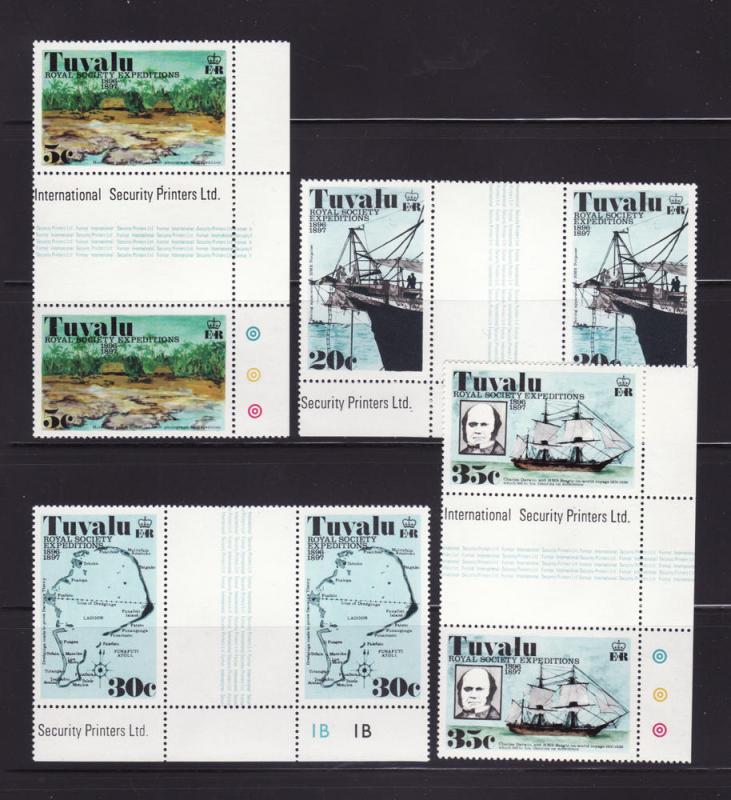 Tuvalu 54-57 Gutter Pairs Set MNH Various (C)