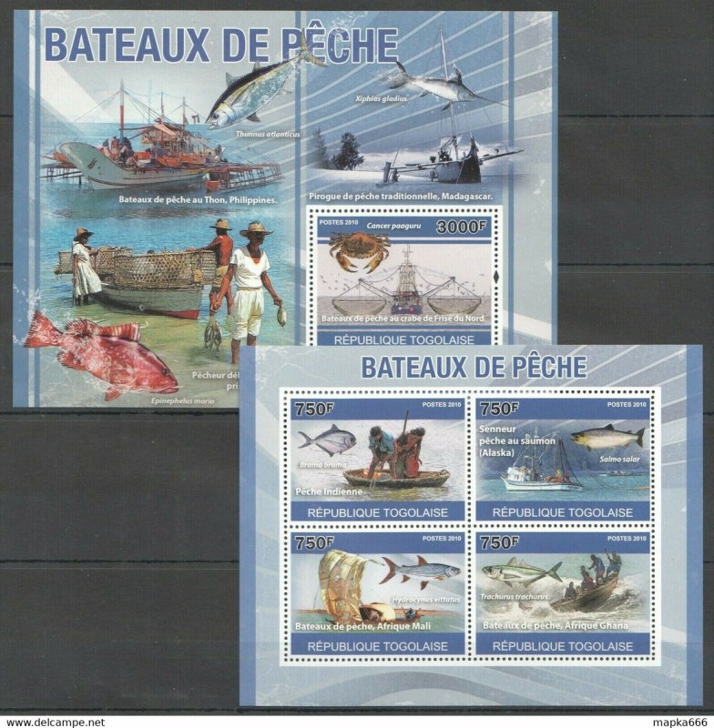 2010 Togo Fauna Marine Life Transport Fishing Ships & Boats Bl+Kb ** Tg1272