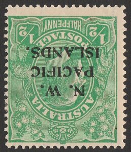 NEW GUINEA NWPI 1915 KGV ½d error single wmk INVERTED cat £2250 1 sheet printed