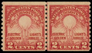 656, Mint NH 2¢ Edison Joint Line Coil Pair - Stuart Katz