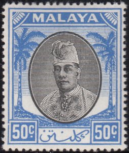 Malaya  Kelantan 1951 MH Sc 61 50c Sultan Ibrahim