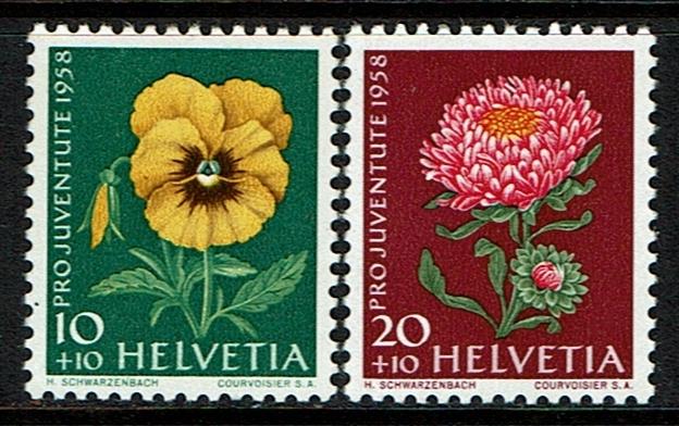 Switzerland Scott B278,B279 Unused (1958) Flowers - Pansies - China Aster