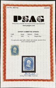 US Scott #63 used with PSAG cert